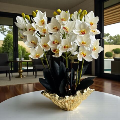 Döküm Saksı Singapur Orkide Aranjmanı 6’lı – Gold