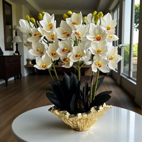 Döküm Saksı Singapur Orkide Aranjmanı 6’lı – Gold