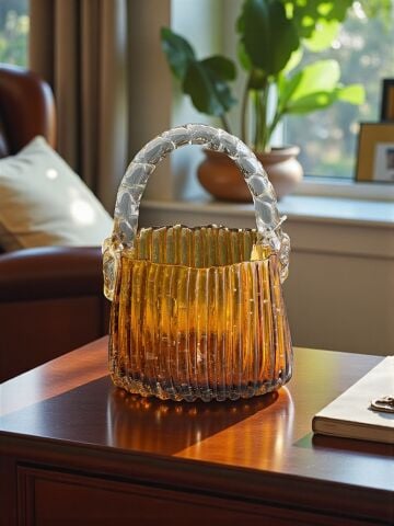 İthal Cam Çanta – Amber Renk