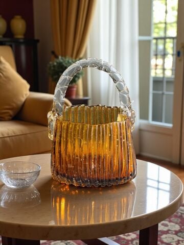 İthal Cam Çanta – Amber Renk