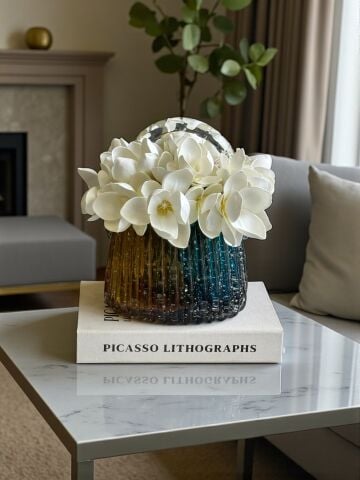 İthal Cam Çanta – Çift Renk Mix Manolya Aranjmanı 3'lü