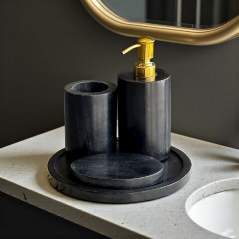 Doğal Mermer Banyo Seti 4 Parça – Siyah