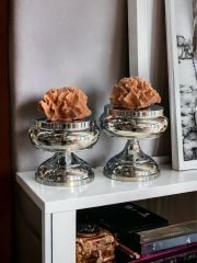 Dekoratif 2'li Mercan Ayaklı Kutu & Obje Gümüş