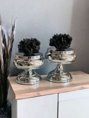 Dekoratif 2'li Mercan Ayaklı Kutu & Obje Gümüş