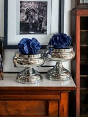 Dekoratif 2'li Mercan Ayaklı Kutu & Obje Gümüş