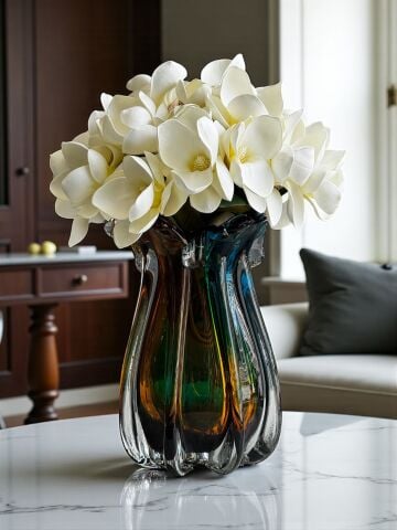 K.Cam Vazo Mix Renk Manolya Aranjmanı 4’lü