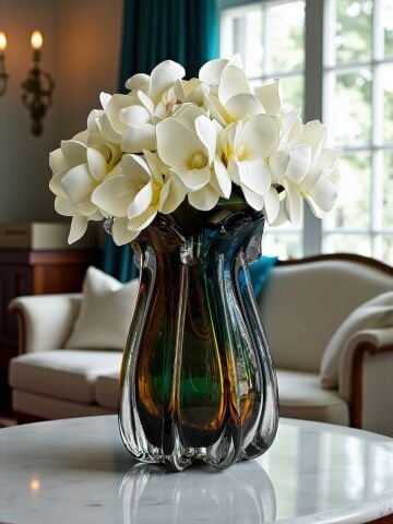 K.Cam Vazo Mix Renk Manolya Aranjmanı 4’lü