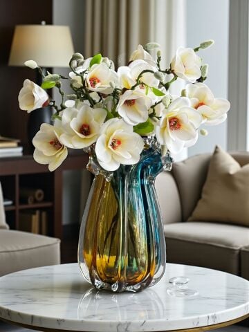 B.Cam Vazo Mix Renk Manolya Aranjmanı 6’lı