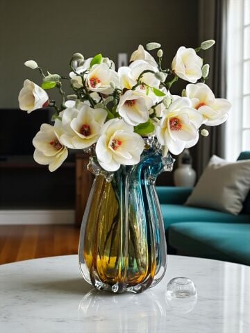 B.Cam Vazo Mix Renk Manolya Aranjmanı 6’lı