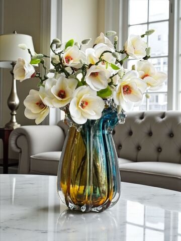 B.Cam Vazo Mix Renk Manolya Aranjmanı 6’lı