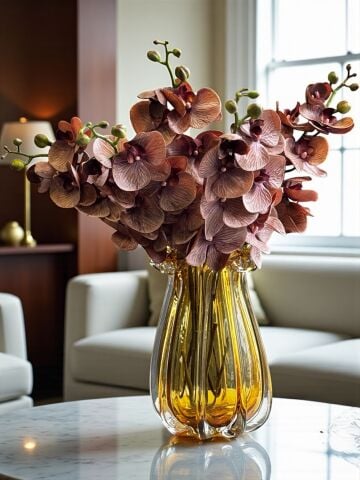 B.Cam Vazo Amber Premium Islak Orkide Aranjmanı 5’li