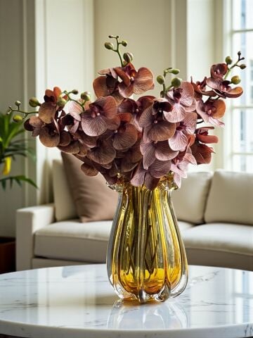 B.Cam Vazo Amber Premium Islak Orkide Aranjmanı 5’li
