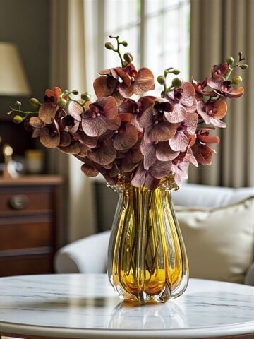 B.Cam Vazo Amber Premium Islak Orkide Aranjmanı 5’li