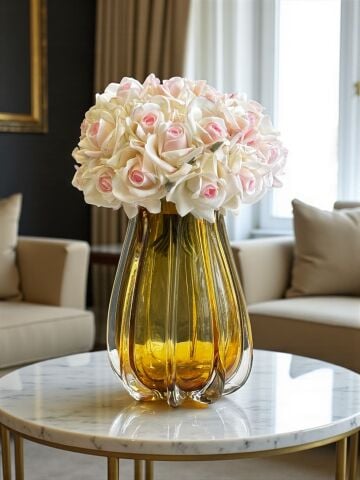 B.Cam Vazo Amber Premium Islak Gül Aranjmanı 5’li