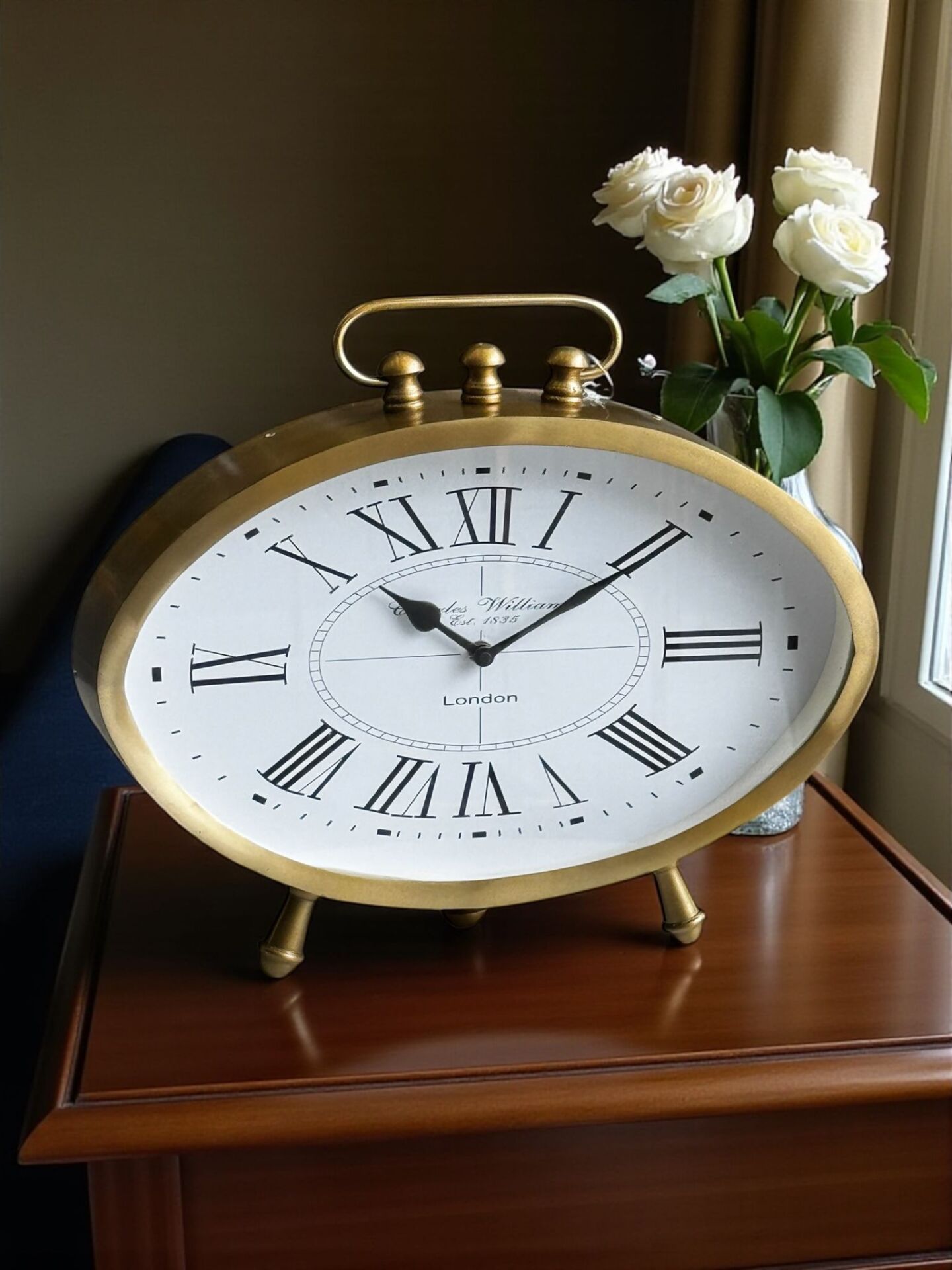 Döküm Masa Saati Oval Roma Rakamlı – Eskitme