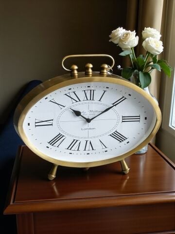 Döküm Masa Saati Oval Roma Rakamlı – Eskitme