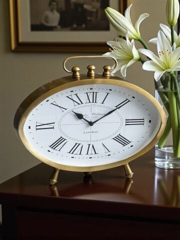Döküm Masa Saati Oval Roma Rakamlı – Eskitme
