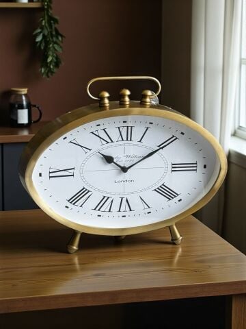 Döküm Masa Saati Oval Roma Rakamlı – Eskitme