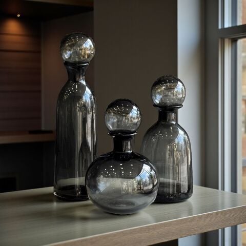 Dekoratif 3'lü Cam Obje – Füme Renk