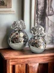 Dekoratif 2'li Mercan Top Kutu & Obje Gümüş