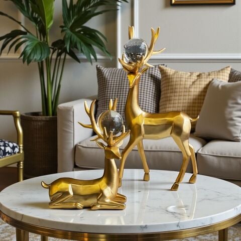 2'li Dekoratif Yeni Geometrik Geyik – 3 Renk Seçenekli