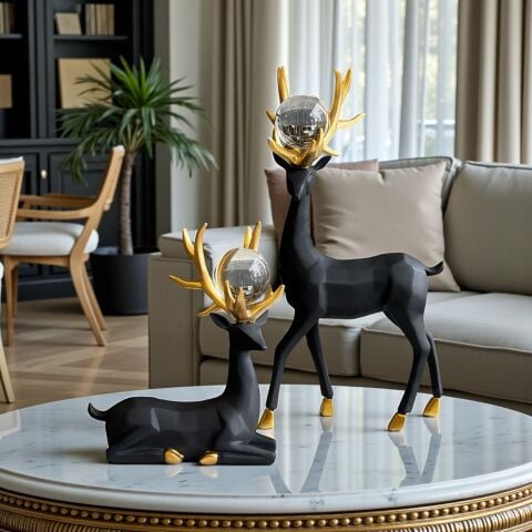 2'li Dekoratif Yeni Geometrik Geyik – 3 Renk Seçenekli