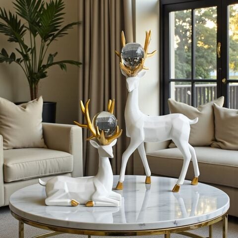 2'li Dekoratif Yeni Geometrik Geyik – 3 Renk Seçenekli