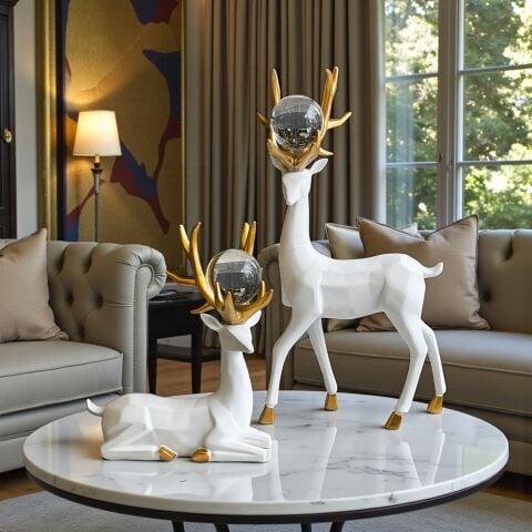 2'li Dekoratif Yeni Geometrik Geyik – 3 Renk Seçenekli