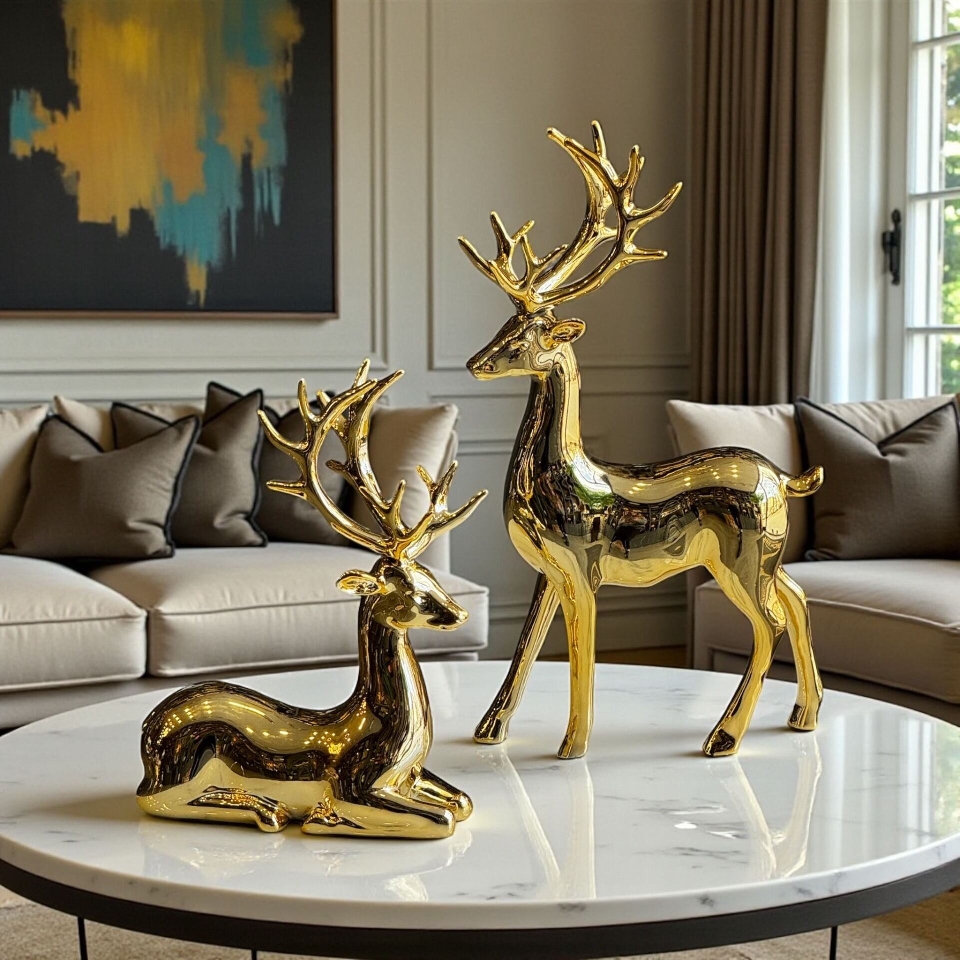 2'li Geyik Reçine Döküm – Gold