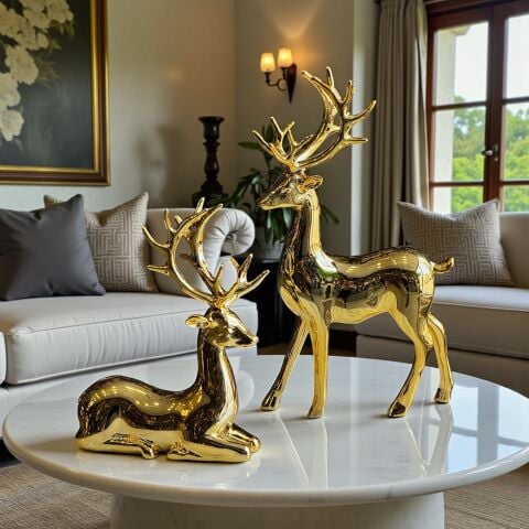 2'li Geyik Reçine Döküm – Gold