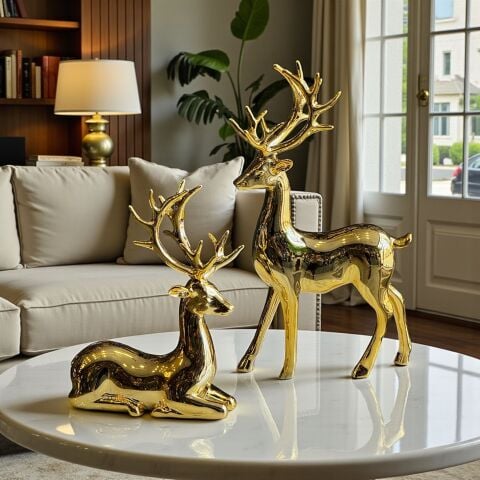 2'li Geyik Reçine Döküm – Gold