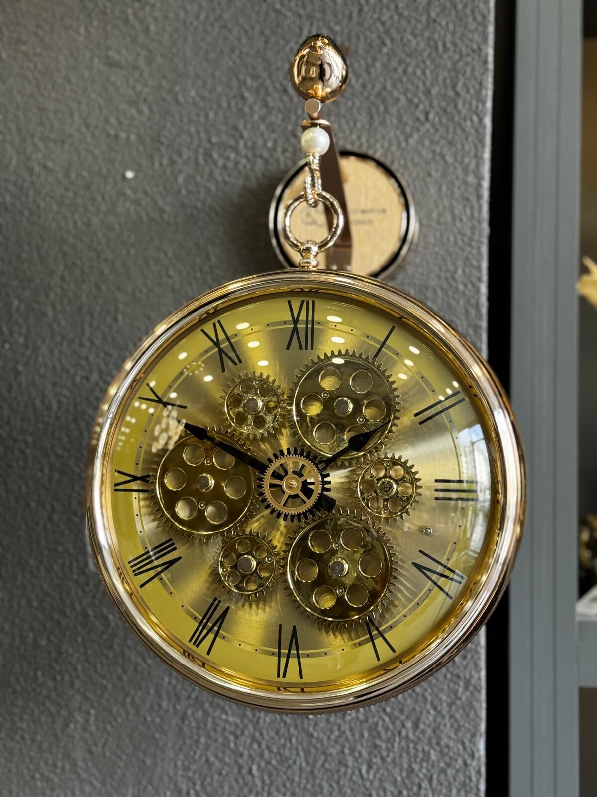 İstasyon Duvar Saati – Kuş Detaylı Rose Gold / Gold