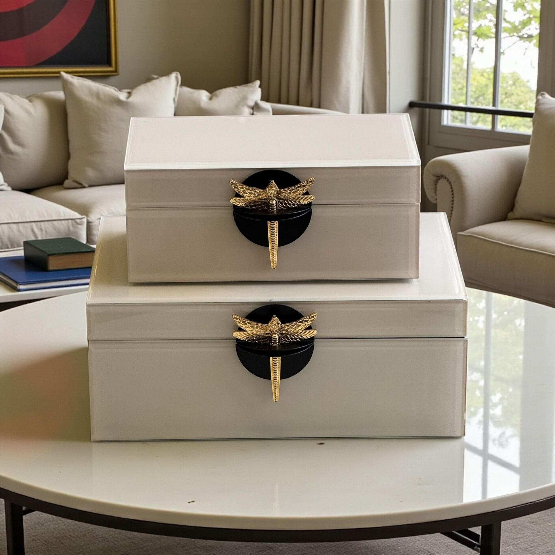 2'li Dekoratif Drago Cam Kutu – Krem