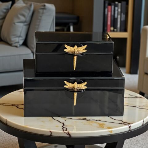 2'li Dekoratif Drago Cam Kutu – Siyah