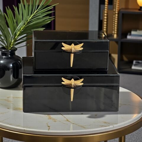 2'li Dekoratif Drago Cam Kutu – Siyah