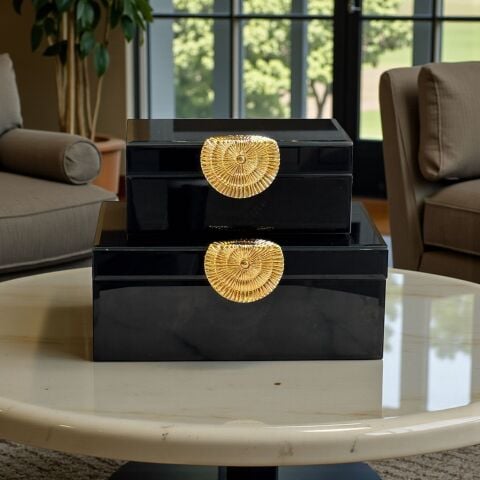 2'li Dekoratif Draw Cam Kutu – Siyah