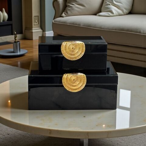 2'li Dekoratif Draw Cam Kutu – Siyah