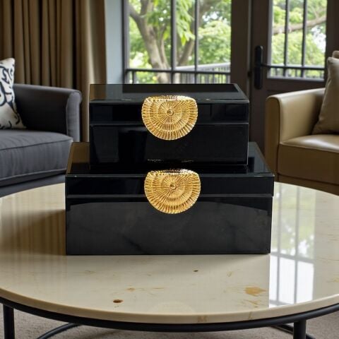 2'li Dekoratif Draw Cam Kutu – Siyah