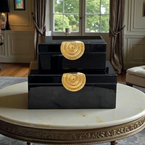 2'li Dekoratif Draw Cam Kutu – Siyah