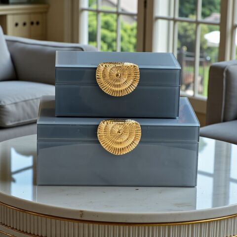 2'li Dekoratif Draw Cam Kutu – Gri