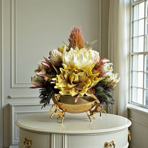 Premium Atlı Saksı & Çiçek Aranjmanı – Gold