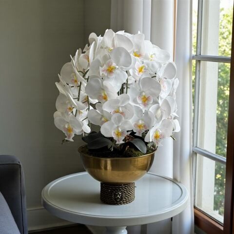 Tarz Vazo & 6 Dal Orkide Aranjmanı – Eskitme