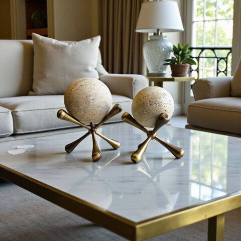 2'li Traverten Molekül Küre – Eskitme