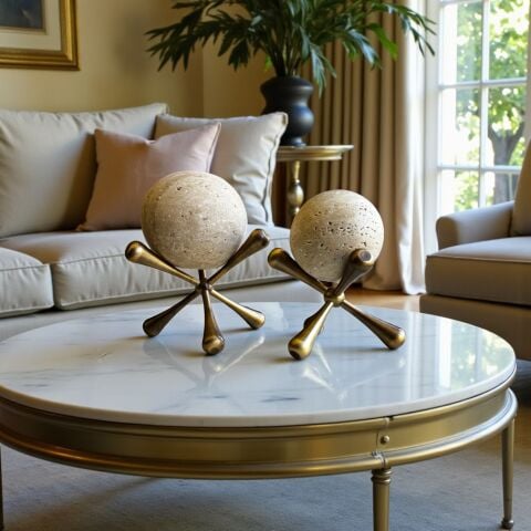 2'li Traverten Molekül Küre – Eskitme