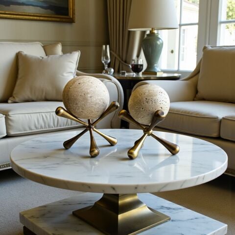 2'li Traverten Molekül Küre – Eskitme