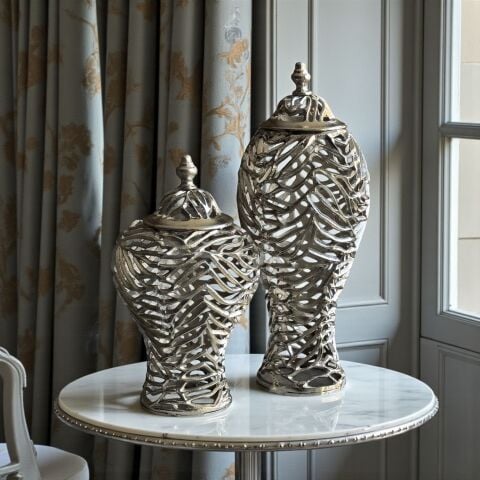 2'li Döküm Delikli Küp – Gümüş