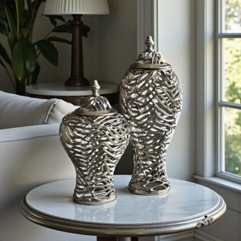 2'li Döküm Delikli Küp – Gümüş