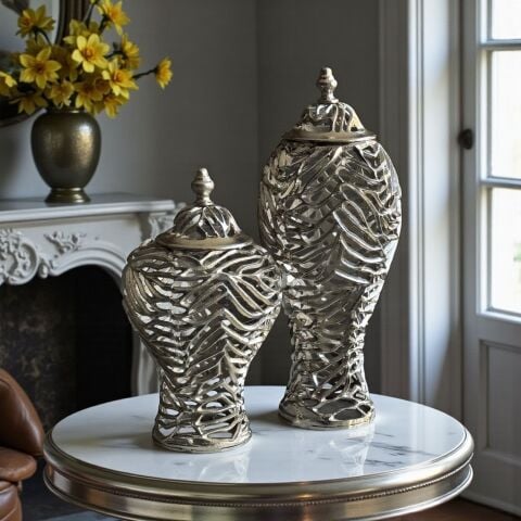 2'li Döküm Delikli Küp – Gümüş