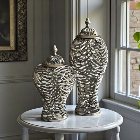 2'li Döküm Delikli Küp – Gümüş