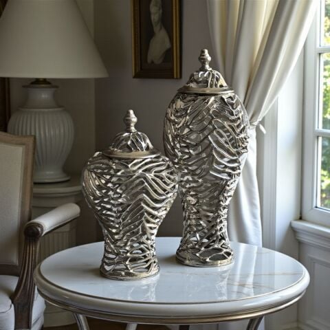 2'li Döküm Delikli Küp – Gümüş